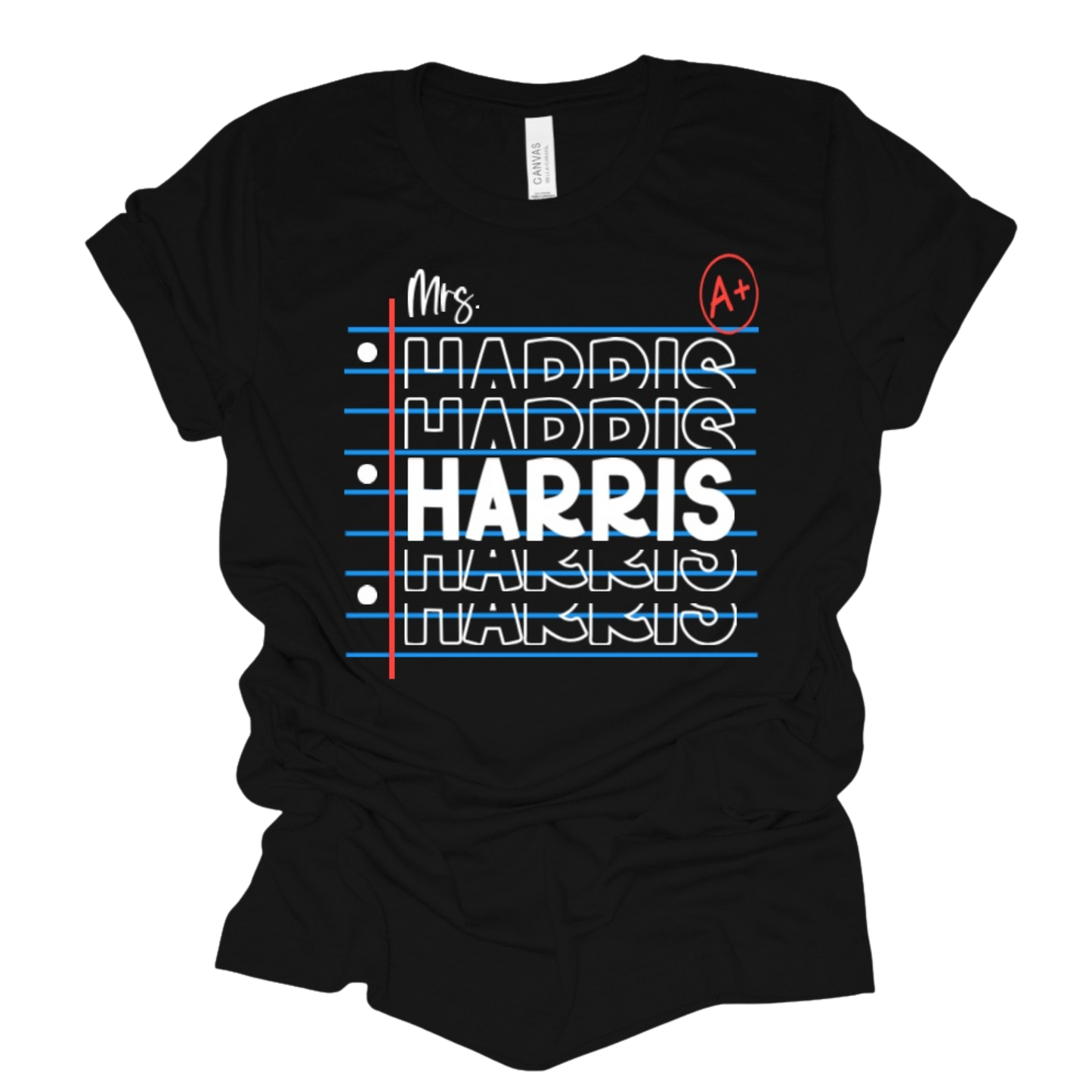 A+ Teacher Vibes – Custom Name Tee