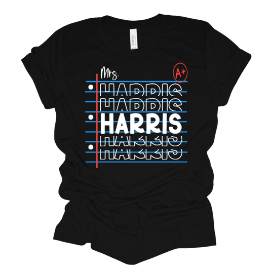 A+ Teacher Vibes – Custom Name Tee