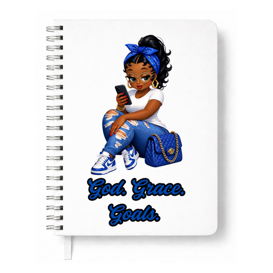 God. Grace. Goals. Journal w/ Custom Bookmark (Blue)