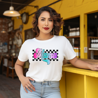 Mama Retro Checkered T Shirt