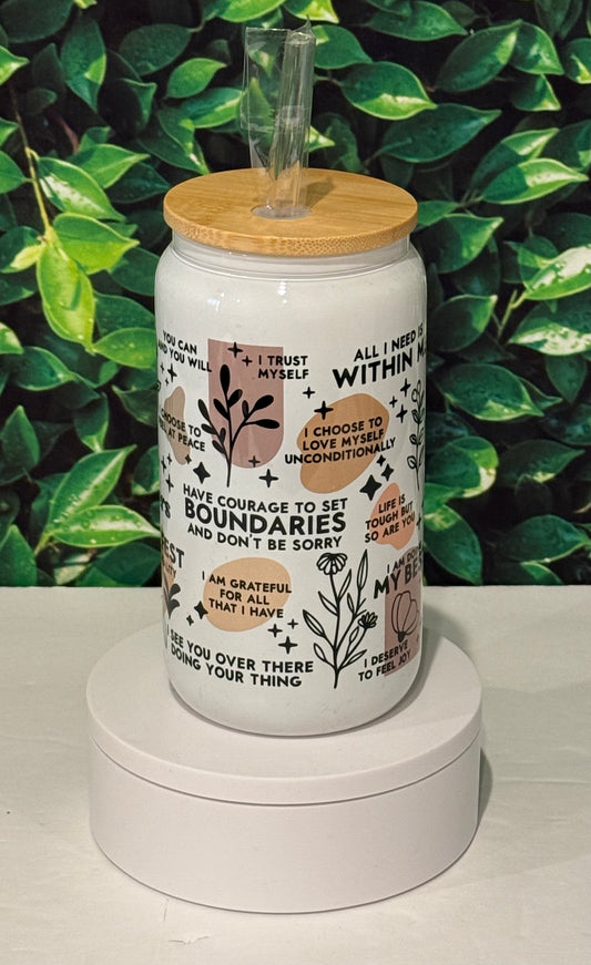 Daily Affirmations 16 oz. Glass Cup