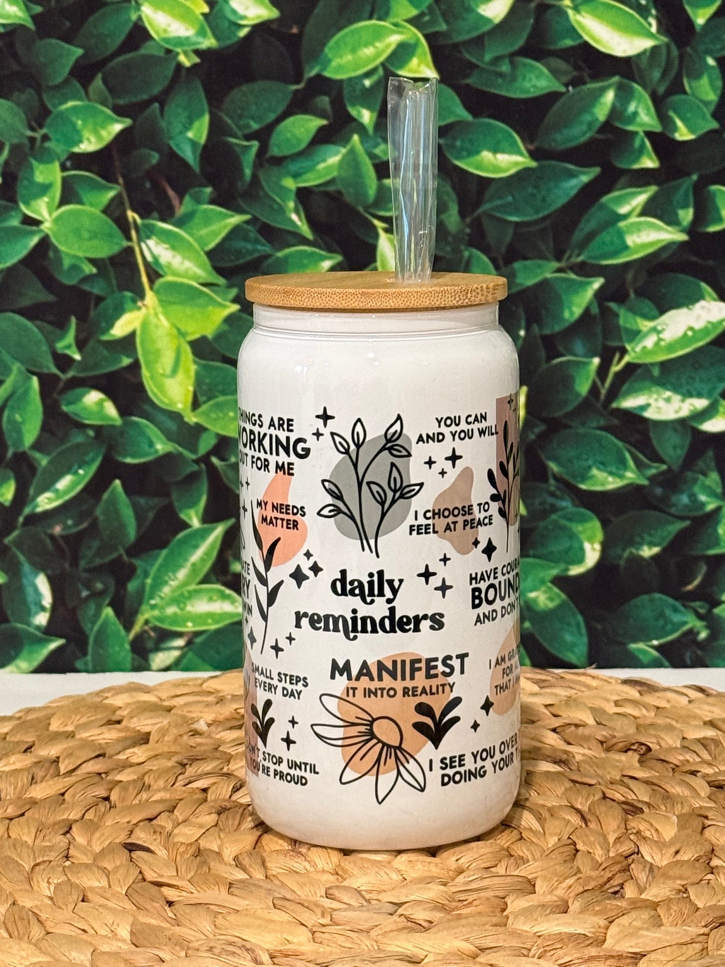 Daily Affirmations 16 oz. Glass Cup