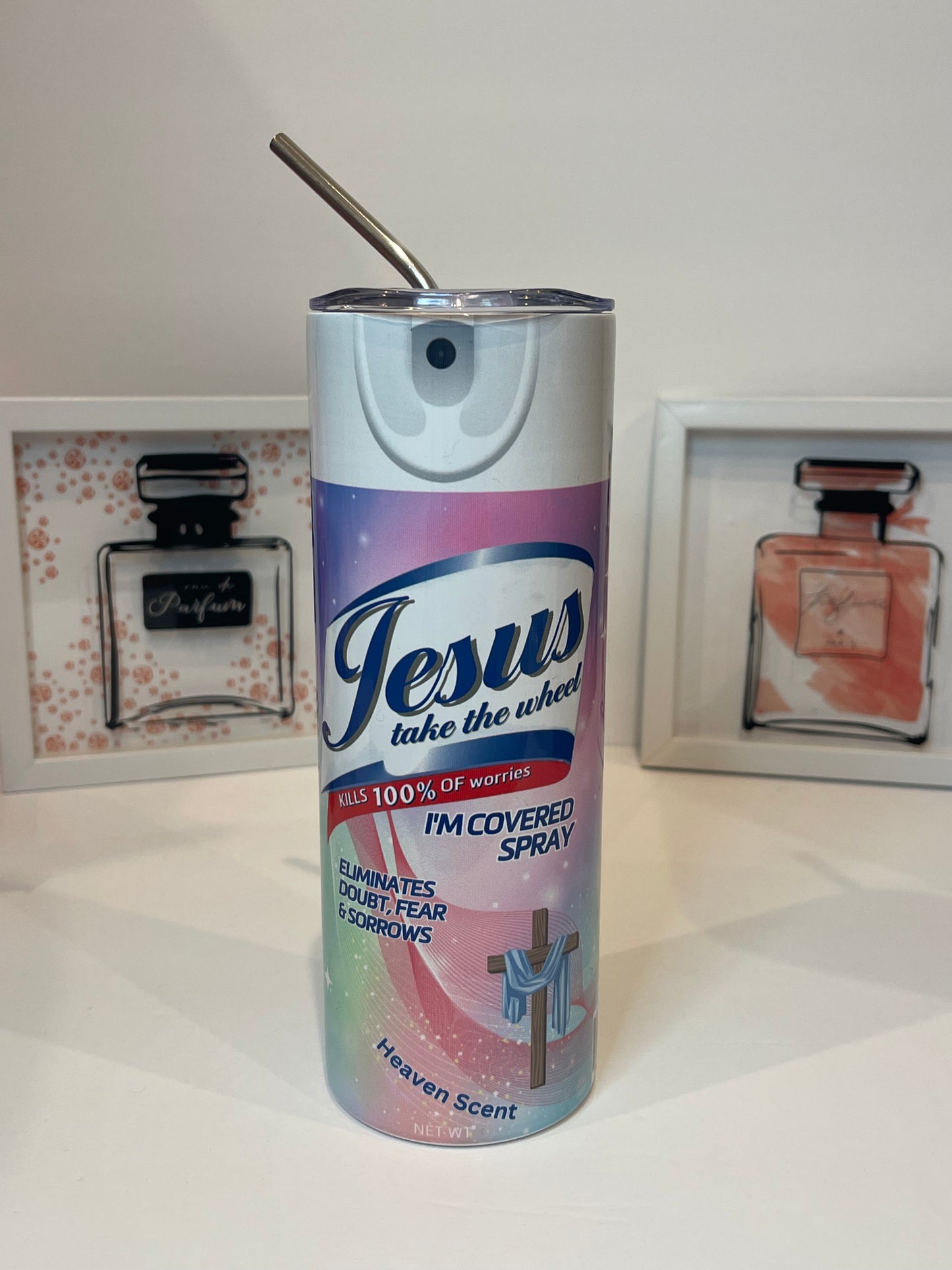 Jesus Take the Wheel Sublimation Tumbler (20 oz).