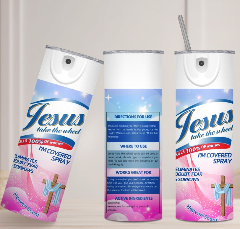 Jesus Take the Wheel Sublimation Tumbler (20 oz).