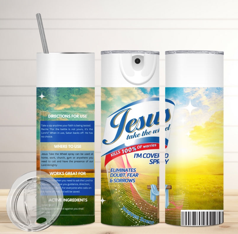 Jesus Take the Wheel Sublimation Tumbler (20 oz).