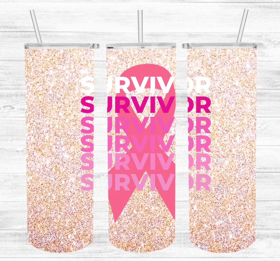 Glitter Survivor Sublimation Tumbler (20 oz).