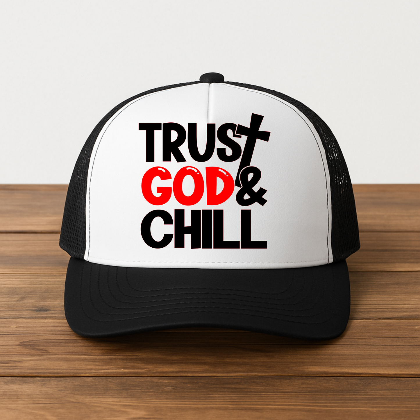 Trust God & Chill Trucker Hat - Black