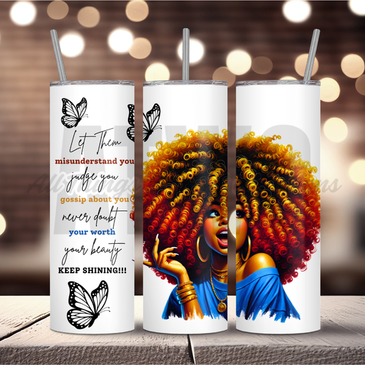 Blue Let Them Facecard Tumbler Wrap