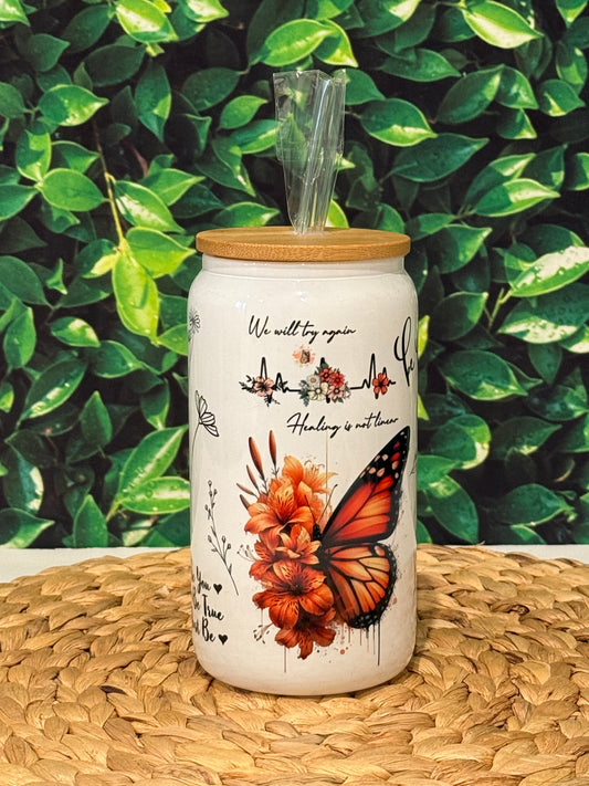 Just Breathe 16 oz. Glass Cup