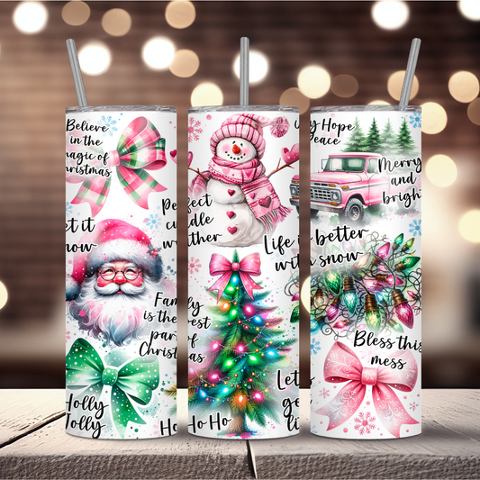 Pink Santa Christmas Tumbler (20 oz.)