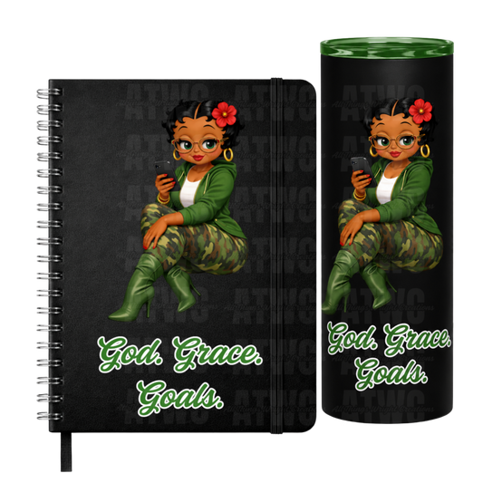 Green God. Grace. Goals. Tumbler and Journal