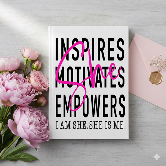 She Inspires, Motivates, Empowers UV DTF Journal Decal