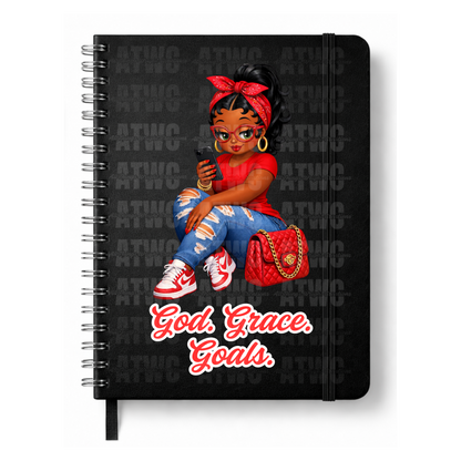 Red God. Grace. Goals. Journal w/ Custom Bookmark