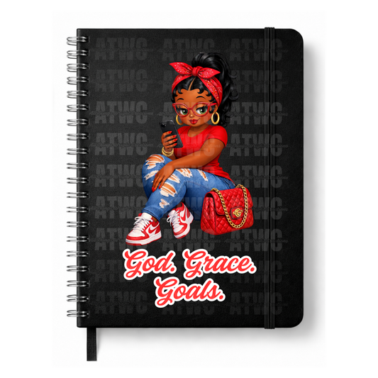 Red God. Grace. Goals. Journal w/ Custom Bookmark