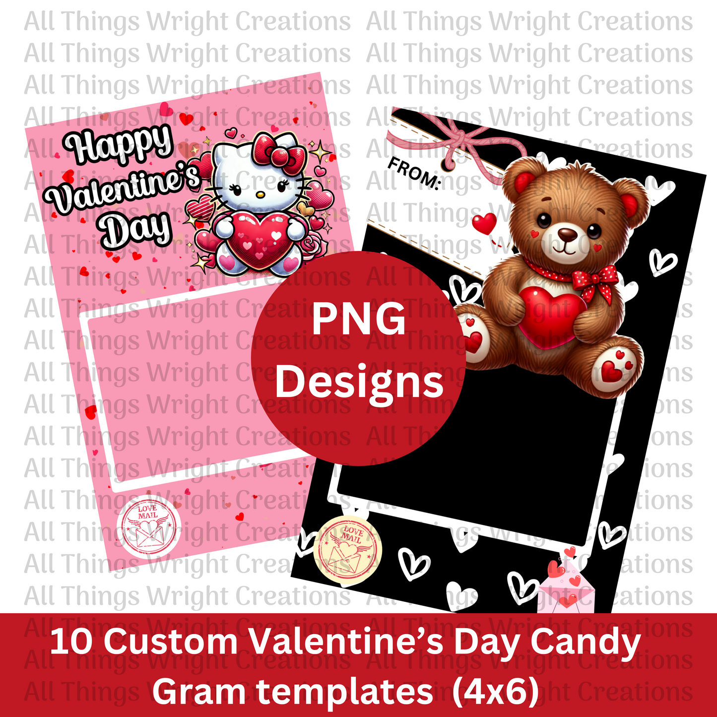 Valentine's Day Candy Gram Templates (4x6)