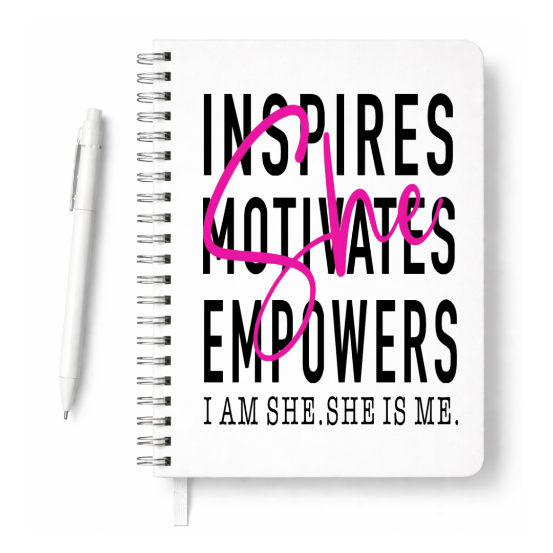She Inspires, Motivates, Empowers UV DTF Journal Decal