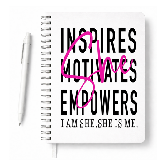 She Inspires, Motivates, Empowers UV DTF Journal Decal