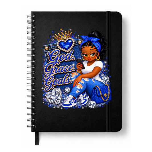 Blue God. Grace. Goals. Denim Journal w/ Custom Bookmark