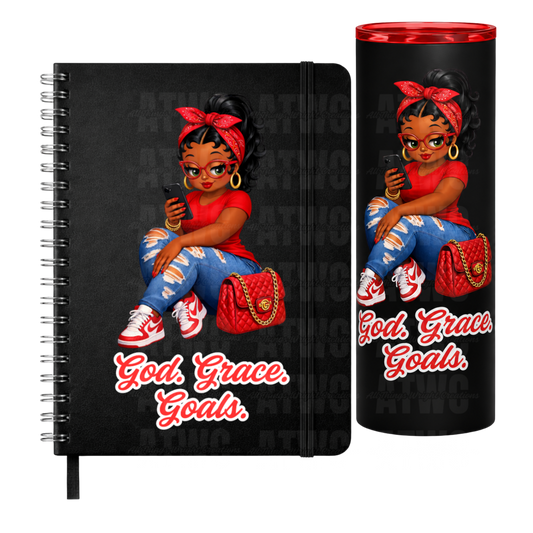 Red God. Grace. Goals. Tumbler and Journal
