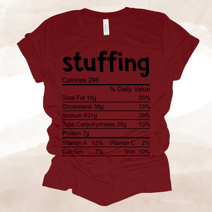 Thanksgiving Nutritional Facts T Shirts