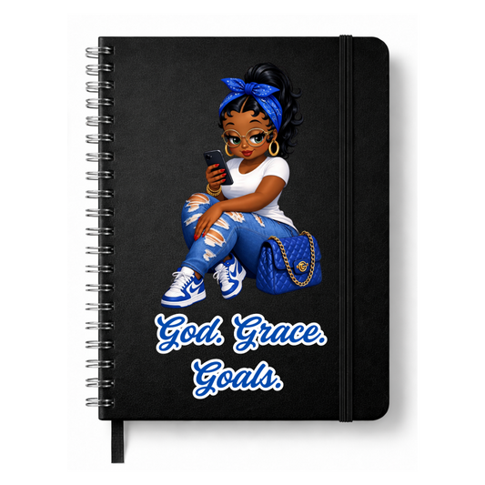 God. Grace. Goals. Journal w/ Custom Bookmark (Blue)