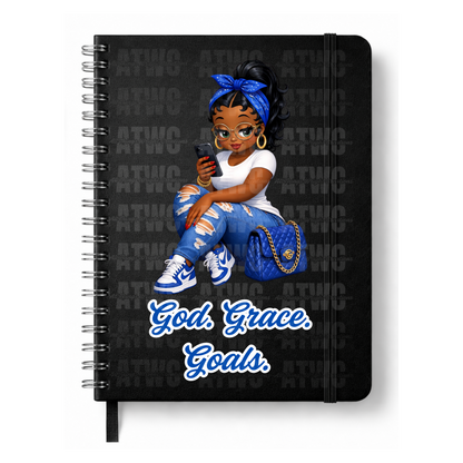Blue God. Grace. Goals. Journal w/ Custom Bookmark