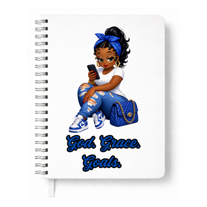 God. Grace. Goals. Journal w/ Custom Bookmark (Blue)