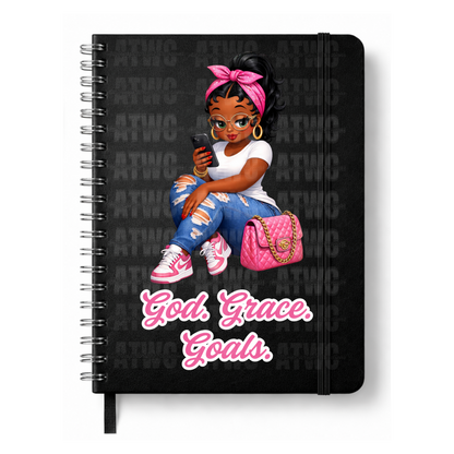 Pink God. Grace. Goals. Journal w/ Custom Bookmark