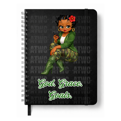 Green God. Grace. Goals. Journal w/ Custom Bookmark