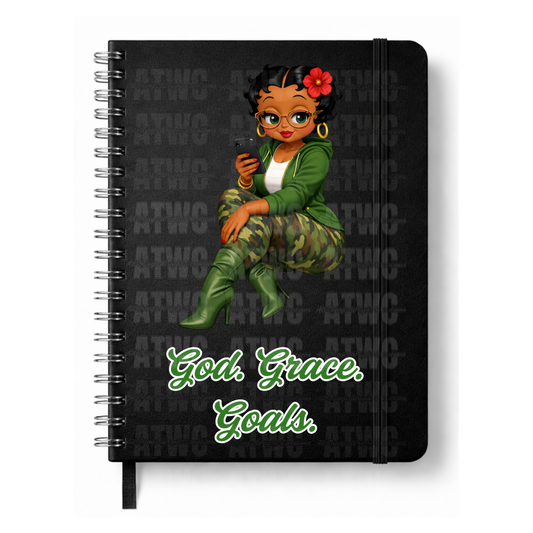 Green God. Grace. Goals. Journal w/ Custom Bookmark