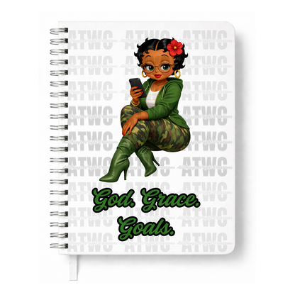 Green God. Grace. Goals. Journal w/ Custom Bookmark