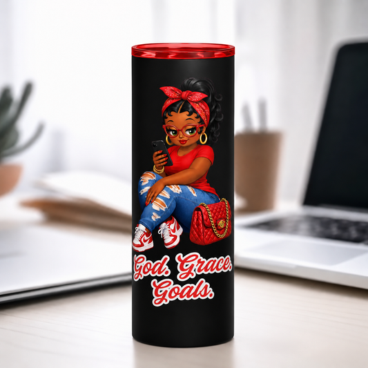 God. Grace. Goals 20 oz. Skinny Tumbler (Red)