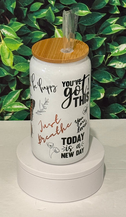 Just Breathe 16 oz. Glass Cup