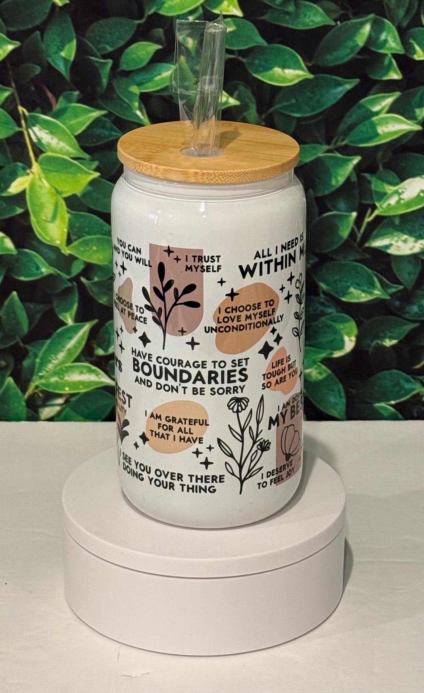 Daily Affirmations 16 oz. Glass Cup