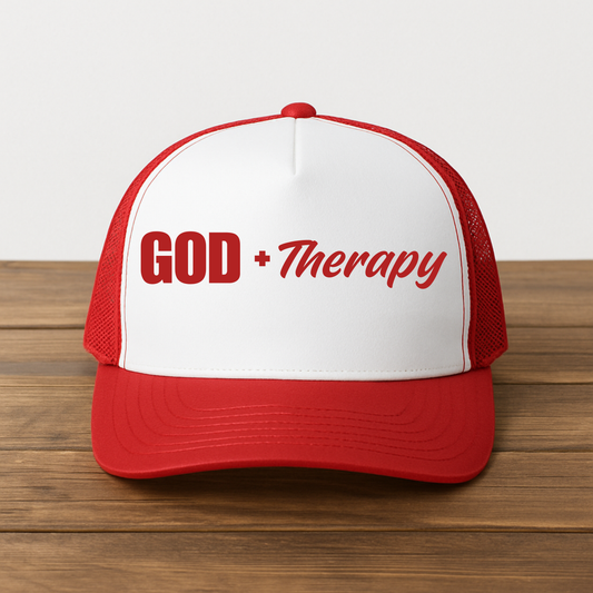 God + Therapy Trucker Hat - Red