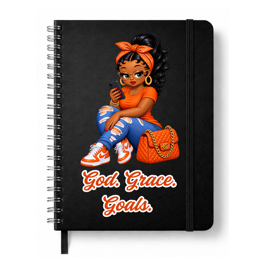 Orange God. Grace. Goals. Journal w/ Custom Bookmark