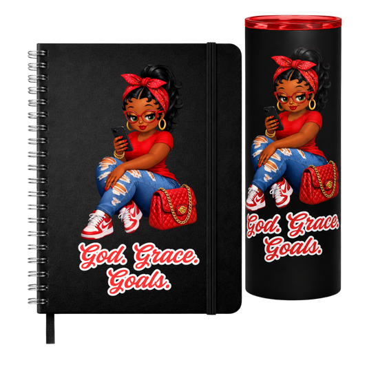 God. Grace. Goals. Tumbler and Journal (Red)