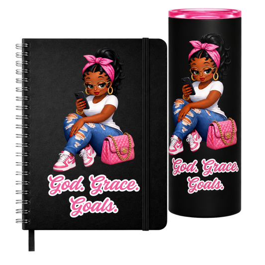 God. Grace. Goals. Tumbler and Journal (Pink)