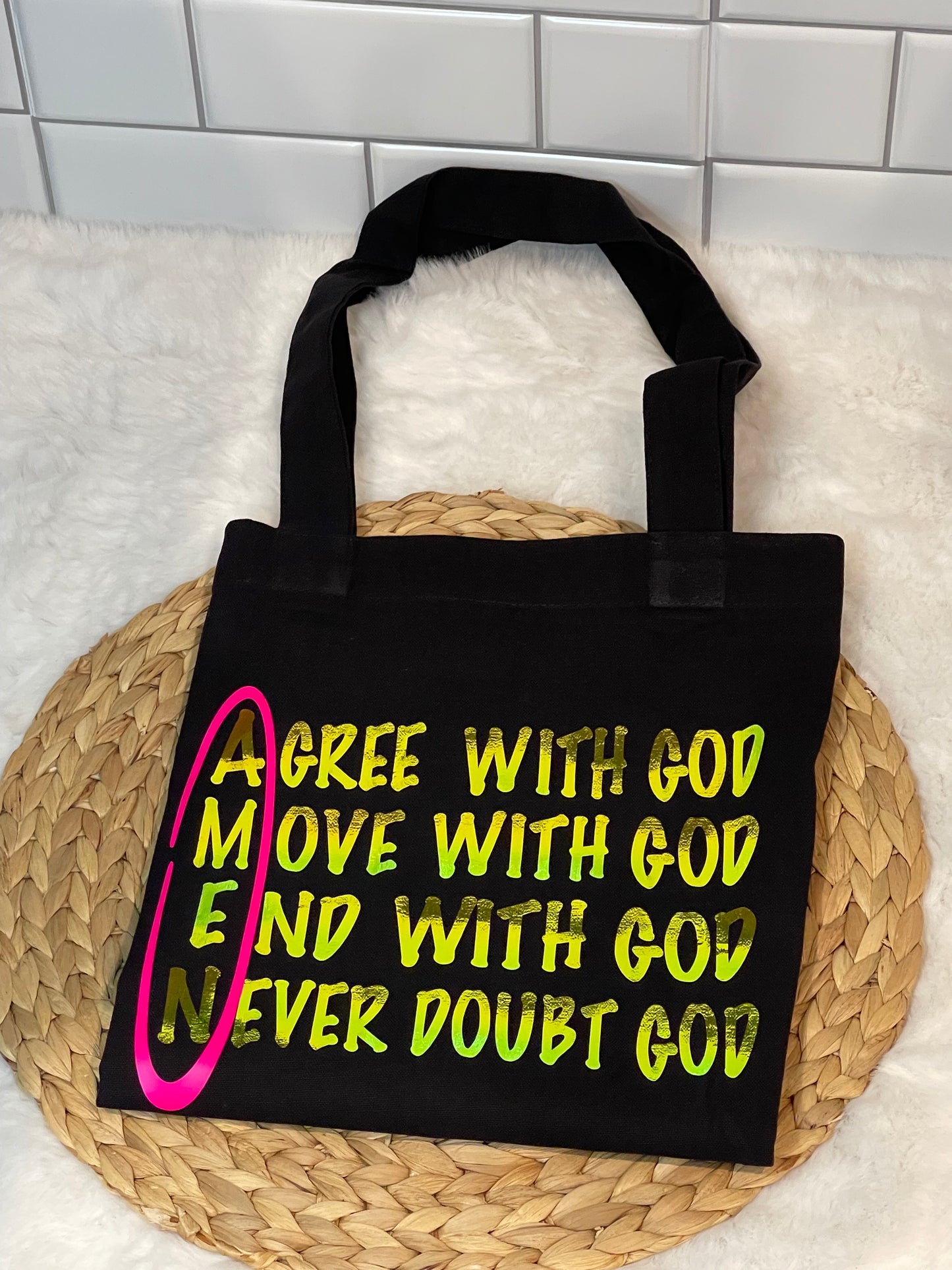 Amen God Holographic Tote Bag