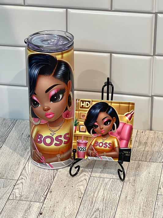 BOSS Bling Sublimation Tumbler w/Coaster