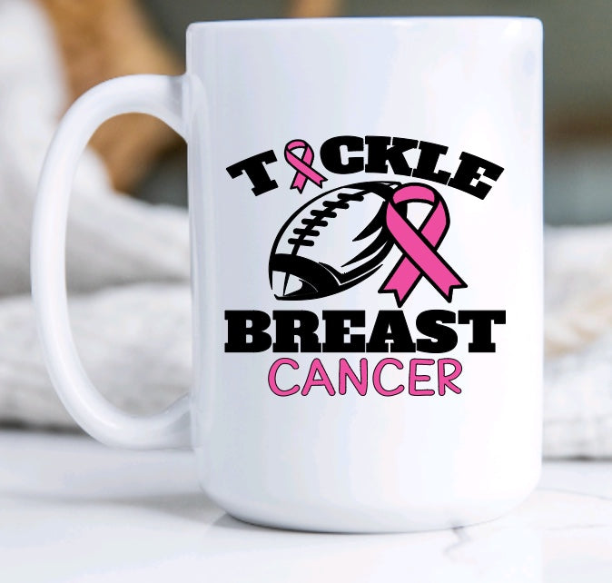 Tackle Breast Cancer Mugs (15 oz).
