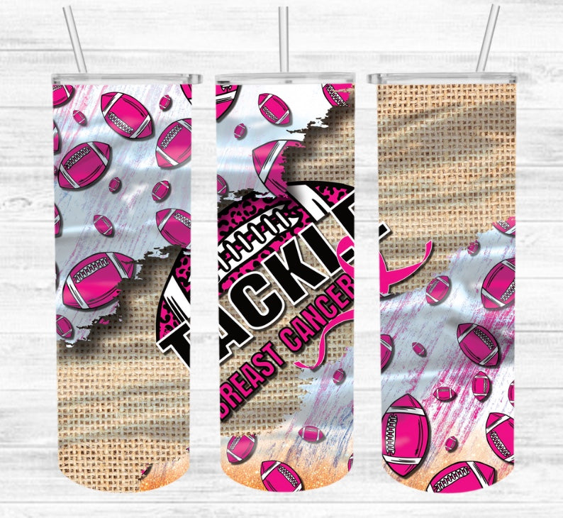 Tackle Breast Cancer Sublimation Tumbler (20 oz).