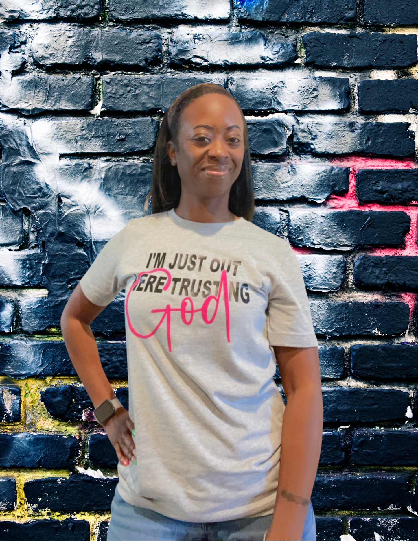 FREE I'm Just Out Here Trusting God T Shirt